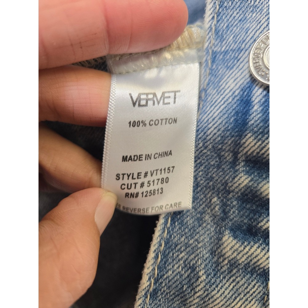 VERVET Acid Wash Distressed Cropped Denim Jacket VT1157 Blue XS - Picture 4 of 7